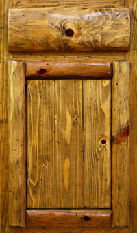 Distressed Log & Panel - Knotty Pine (stained)